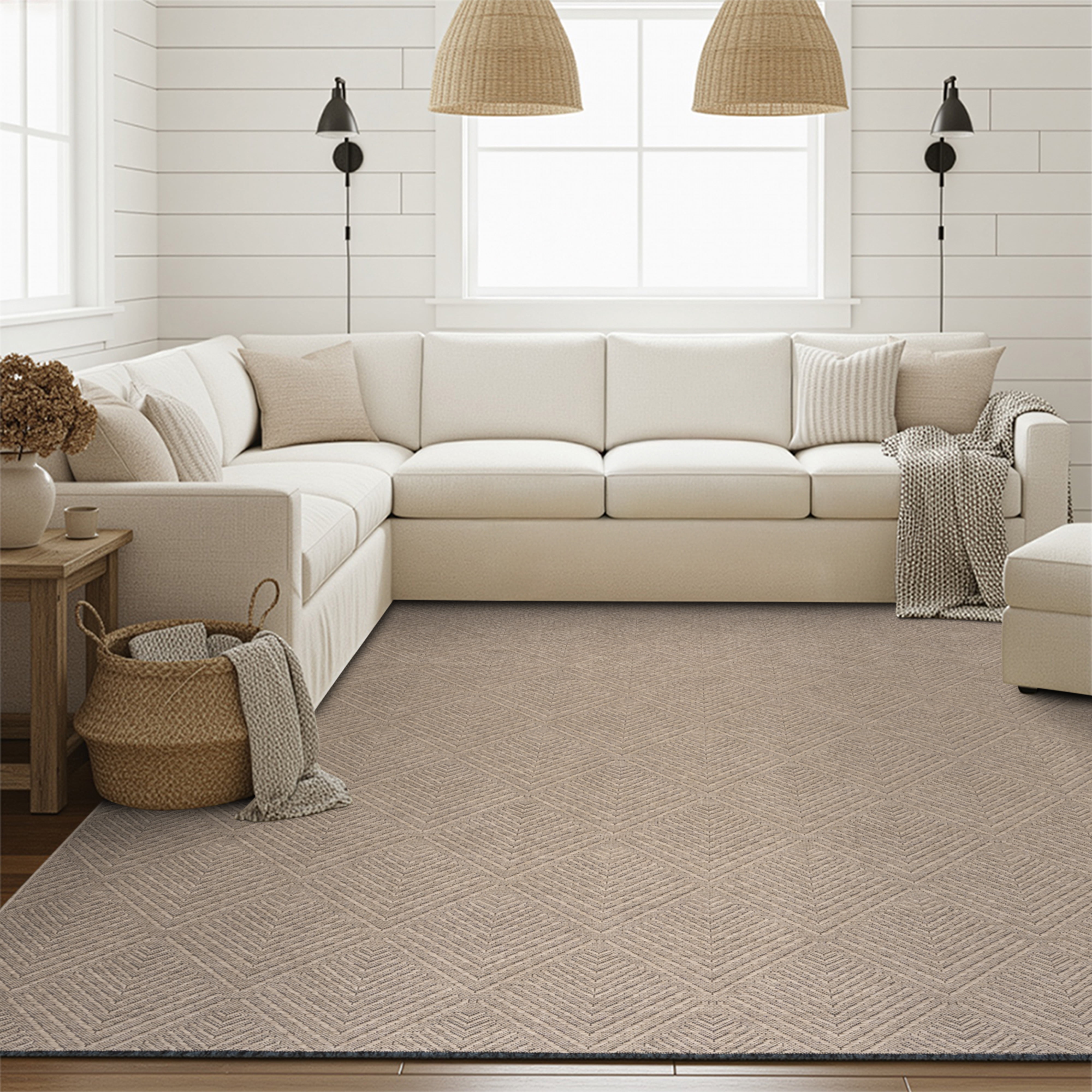Alma Transitional 2' x 3' Brown and Coffee, Machine Washable Polyester & Cotton Indoor Area Rug