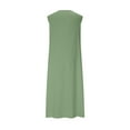 thumbnail image 5 of Ecqkame 2025 Women's Summer Dress Solid Color Round Neck Sleeveless Casual Dress Loose Wrinkle-Free Long Vacation Dress with Pockets Green XXL, 5 of 6