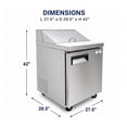 thumbnail image 2 of 27" Commercial Refrigerated Sandwich Prep Table, Stainless Steel Salad & Sandwich Refrigerator, Digital Temperature Control, NSF ETL, 2 of 13