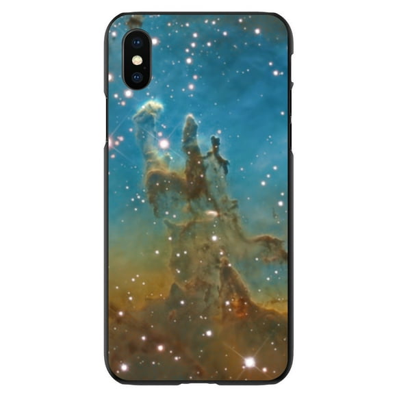 DistinctInk Case for iPhone X / XS (5.8" Screen) - Custom Ultra Slim Thin Hard Black Plastic Cover - Eagle Nebula Blue Green - Show Your Love of Astronomy