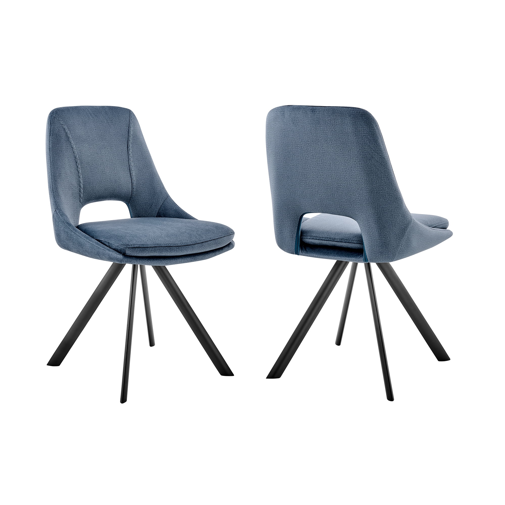 Lexi Dining Room Accent chair in Blue Velvet and Black Finish