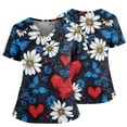 thumbnail image 2 of Scrubs, Women'S Plus Size Nurse Scrubs Floral Print V Neck Short Sleeve Top With Side Pockets, Split Hem-Comfortable Healthcare Work Uniform Tops Women Mens Pants Bottoms (XXL, Dark Blue) ZMTing, 2 of 5