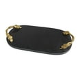 thumbnail image 6 of DecMode 19" x 10" Black Marble Oval Leaf Tray with Gold Twisted Metal Handles, 1-Piece, 6 of 7