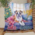 thumbnail image 3 of Watercolor Hello Winter Boxer Chill Christmas Welcome Quilt Blanket Boxers Dog Lover Gifts Idea Cozy Comforter Throw Blanket - 00016, 3 of 5