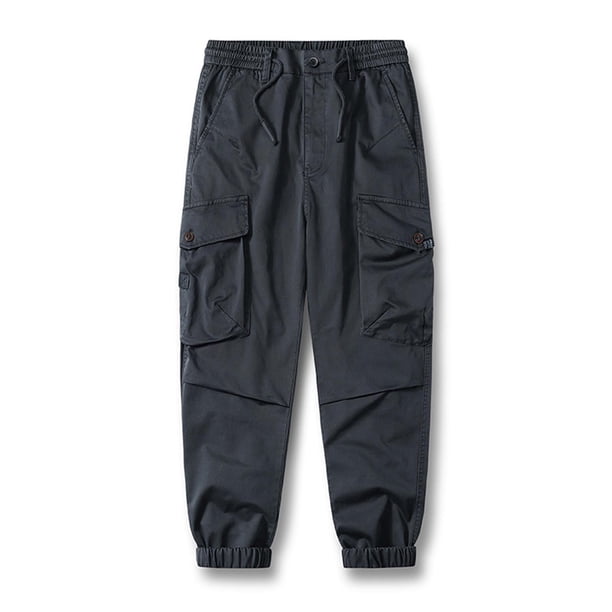 Puntoco Pantalones casuales largos para hombre Pantalones casuales de moda para hombre de color sólido con bolsillos con cremallera y cintura elástica largos