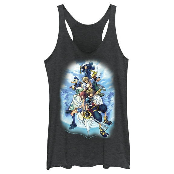Women's Kingdom Hearts 2 Box Art  Racerback Tank Top Black Heather X Small