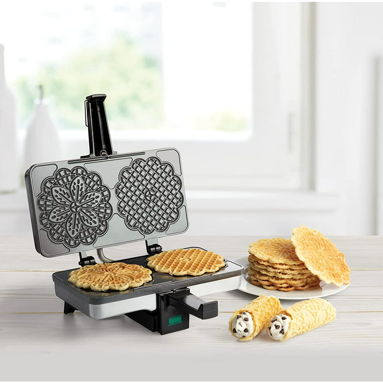 Pizzelle Maker- Non-Stick Electric Pizzelle Baker Press Makes Two 5-Inch Cookies