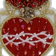 thumbnail image 2 of Beaded Milagro Heart Patches Flaming Sacred Heart Applique Mexican Folk Art Applique Decor Clothes Badges Sew on Patches Handmade DIY 2pieces, 2 of 4
