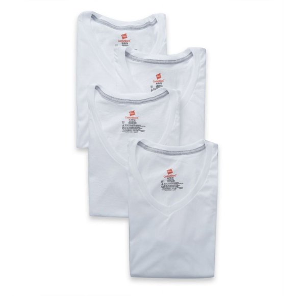 T-Shirts à Col en V Hanes UBT2W4 Ultimate Comfortblend pour Hommes - Lot de 4 (Blanc P)