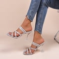 thumbnail image 2 of Fashion Stilettos Heels Sandals for Women, Square Toe High Heeled Sandal Open Toe Design Summer Boho Slippers for Oceanside Holiday Outdoor, 2 of 5