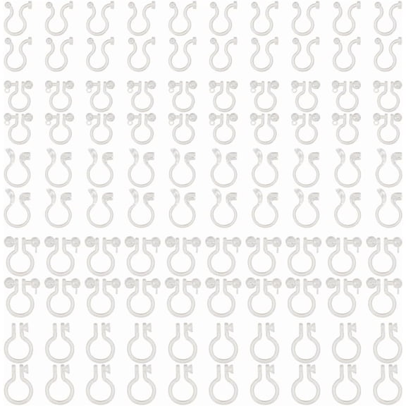 100Pcs 5 Styles Plastic Clip-on Earring Findings Fit for Flat Back Cabochons Clear 10~12x7~10x2~4mm 20pcs/style