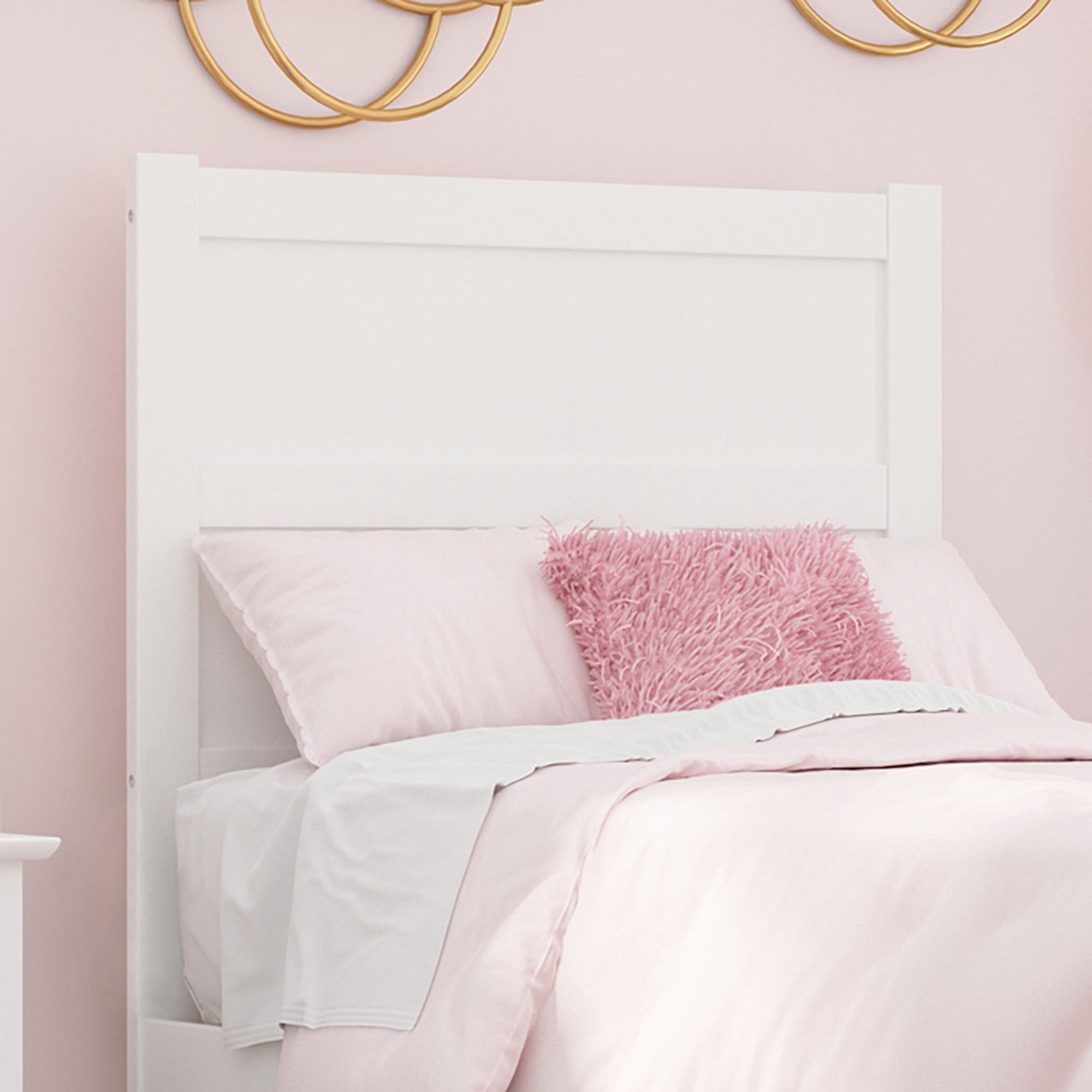 AFI NoHo Modern Panel Wood Headboard, Twin, White