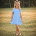 thumbnail image 2 of Gubotare Dresses for Tweens Girls Dress Flutter Sleeve A-Line Button Down Sundress Casual Dresses Size 5-6T (Sky Blue,5-6 Years), 2 of 8