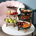 thumbnail image 3 of Durable 3 Tier Fruit Basket Serving Tray With Handle Wood Stable For Kitchen Party, 3 of 5