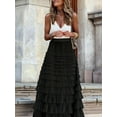 thumbnail image 3 of Women'S Long Maxi Tulle Skirts A Line Ruffle High Waisted Tiered Layered Mesh Tutu Skirt Petticoat Black XL, 3 of 6