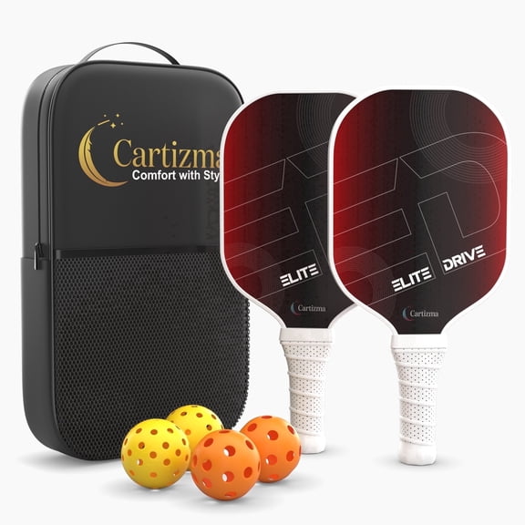 CARTIZMA Pickleball Paddles Carbon Fiber Graphite Core Ergonomic Design 2 pack