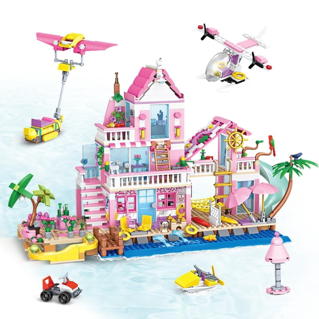 Set de construcción VGY Beach Villa 1040 PCS con yate y avión