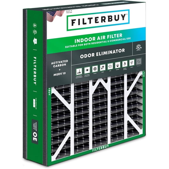 Filterbuy 20x20x5 Air Filter MERV 10 Odor Defense, Pleated HVAC AC Furnace Filter Replacement for Trion Air Bear Cub & More, 1-Pack