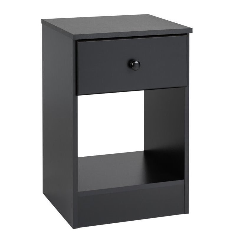 Hawthorne Collections 1Drawer Tall Nightstand in Black