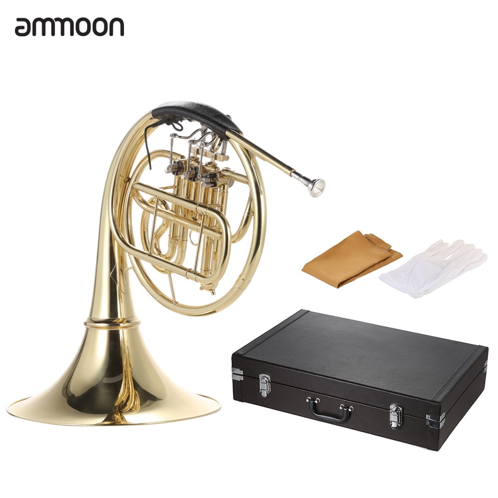 ammoon French Horn B/Bb Flat 3 Key Brass Gold Lacquer SingleRow Split