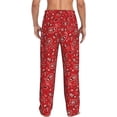 thumbnail image 3 of Daiia Red Paisley Floral Men's Sleep Pant with Pockets and Drawstring,Pajama Pants-Small, 3 of 9