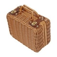thumbnail image 2 of Imitation Woven Storage Suitcase | Rattan-Look Plastic Gift Box | Hand-Carried Decorative Organizer | Sturdy Vintage-Style Case | Brown | Small 10.24x7.48x4.33in or Large 12.2x8.66x4.72in, 2 of 7