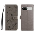 thumbnail image 2 of Feishell Cute Cat Embossed Pattern Leather Wallet Phone Case for Google Pixel 7a (6.1 inch),Magnetic Buckle Shockproof Flip Holder ID Credit Card Slots Cash Pocket Slim Phone Case,Gray, 2 of 16