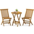thumbnail image 2 of Costway Ensemble Bistro Pliant pour Patio 3 Pcs Ensemble de Meubles Table et Chaises Rondes en Bois de Teck, 2 of 9