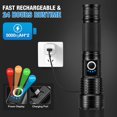 thumbnail image 3 of Rechargeable Flashlights 90000 High Lumens - 2 Pack, Super Bright LED Flashlight Rechargeable with 5 Light Modes, High Powered & IPX7 Waterproof Flash Light for Camping, Home, 3 of 5