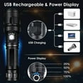 thumbnail image 3 of Tactical Rechargeable Flashlight Torch,1000000 High Lumens Compact Aluminum Body,XHP70.2 5 Modes LED IPX5 Waterproof Handheld LED Flashlights for Camping Biking Hiking Outdoor Home Emergency, 3 of 7