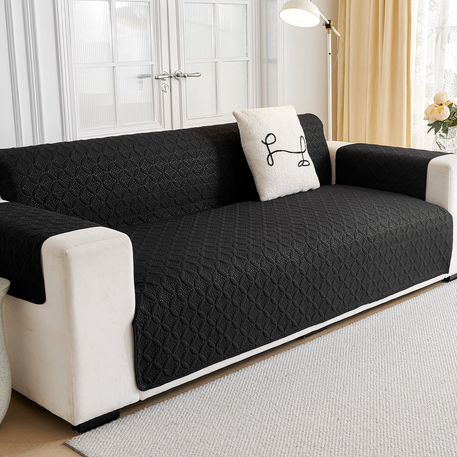 Loveseat Sofa Covers Sofa Cover for Couch,Washable Couch Cover with Non Slip and Elastic Straps,Sofa Slipcover Furniture Protector for Kids Pets(104"x76")