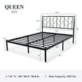 Sifurni Black Queen Size Modern Metal Platform Bed Frame with Vintage Headboard and 12" Under