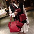 thumbnail image 2 of 4 unids/set bolsos de hombro de cuero para mujer, bolsos de hombro para tarjetas, bolsos de mano (rojo) Likrtyny Para estrenar, 2 of 9
