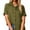 Army Green, variant on MIXUE Women Blouses Solid Color Shirt Lapel Button Short Sleeve Pocket Fashion Casual S Womens Summer Tops Streetwear,Red,XXL