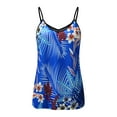 thumbnail image 2 of Playeras,Blusas y Tops,Ropa para Mujer Workout Tank Tops Mujer Top Camis Sexy imprimió Sleeveless Tank Womens V Cuck Crop Tops Chast Leaves Women's Blose (Blue, XL), 2 of 7