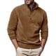 thumbnail image 1 of Blusa y camisa de manga larga con cuello alto para hombre, informal, de color liso, con cremallera, de poliéster, 1 of 6