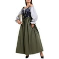 thumbnail image 6 of Gpaecead Womens Renaissance Medieval Dress Victorian Gown Dresses & Vest Clothing Set M Army Green, 6 of 8