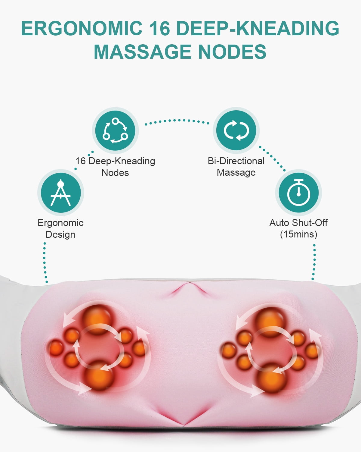 Nekteck Neck Massager Cordless Shiatsu Neck and Should Massager with Heat for Pain Relief Deep Tissue, Portable Kneading Back Massage Pillow, Gifts for Mom Dad Women Men, Office/Work/Car/Home Use