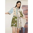 thumbnail image 3 of Women Floral Cotton Linen Dress, Short Sleeve Tie Waist Casual Summer Dress, 3 of 3