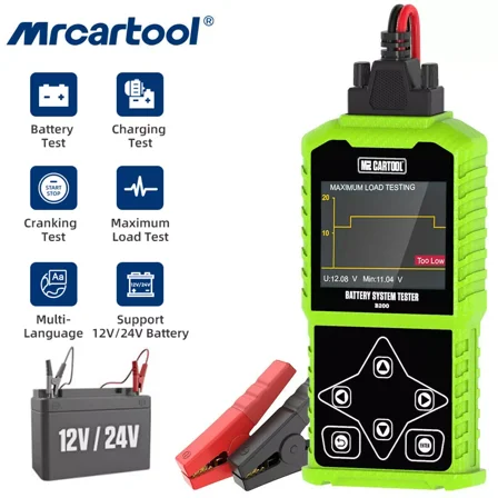MRCARTOOL B200 Car Battery Tester 12/24V Load Tester Charging System Analyzer Color LCD Display