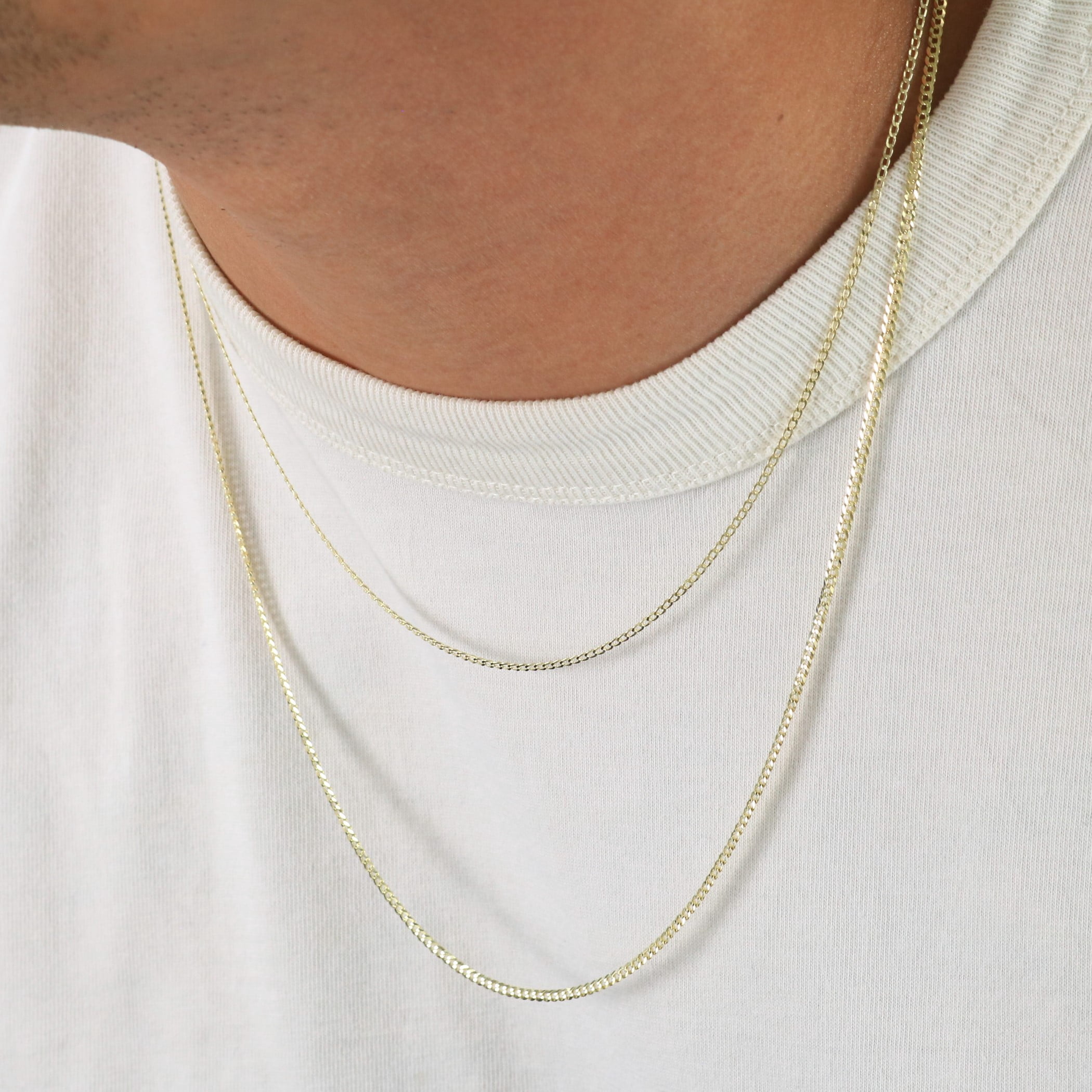 Nuragold 14k Real Yellow Gold Solid Cuban Curb Link 1.5mm Chain Necklace ((16"-24") Dainty Italian Jewelry for Men & Women