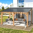 thumbnail image 2 of AECOJOY 10' x 10' Wood Gazebo, Outdoor Heavy Duty Wooden Pergola on Clearance, Patio Lean to Hardtop Awnings, 2 of 7