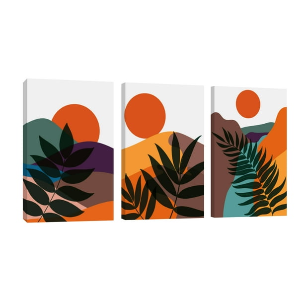 Cuadro Decorativo Tríptico Vertical Sol en la Selva Canvas Revolution Set De 3 Cuadros 25x38 cm