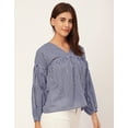 thumbnail image 3 of Moomaya Bohemian Cotton Long Sleeve Top - V Neck, Flowy Women's Boho Blouse, 3 of 9
