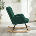 thumbnail image 3 of DECMAY Glider Chair for Living Room, Tufted Upholstered Teddy Fabric Rocking Accent Chair with Metal Frame and Wooden Legs, 3 of 12