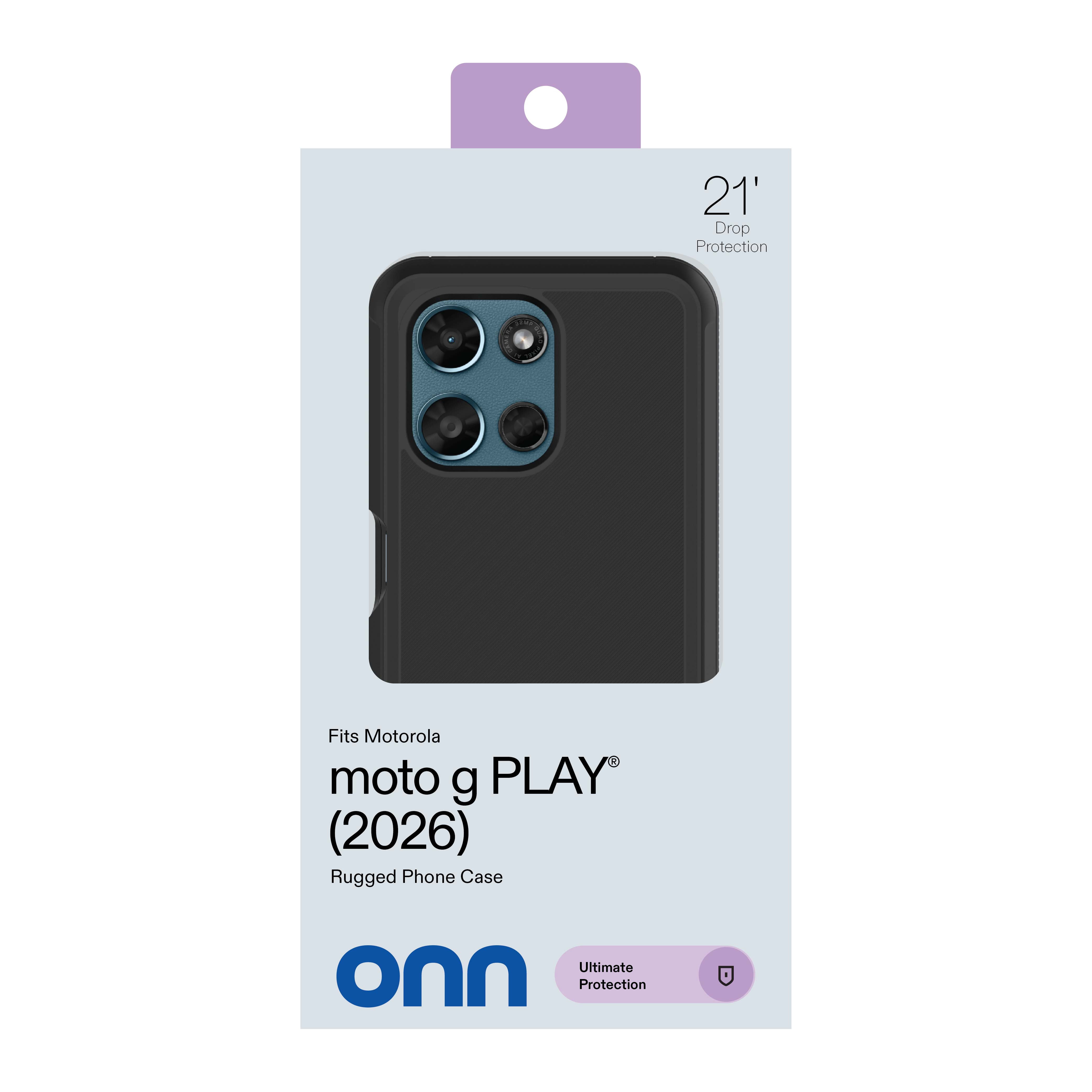 onn Rugged Phone Case for Motorola moto g PLAY (2026) - Black
