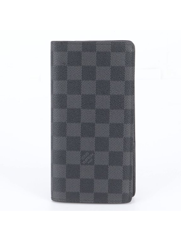 Pre-Owned Louis Vuitton Damier Graphite Portefeuille Brazza N62665 Leather Long Wallet for Men