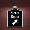 thumbnail image 2 of Steam Room 45 Degree Up Right Arrow BLACK Aluminum Composite Sign, 15"x18", 2 of 9