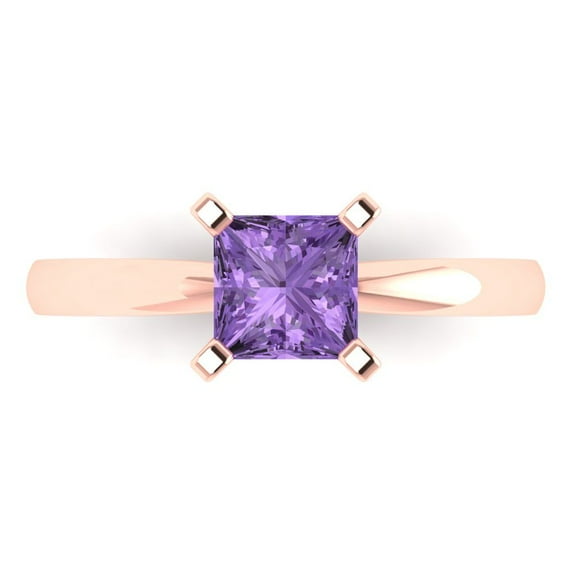 Solitaire Engagement Ring for Women - 1ct Simulated Alexandrite in 18K Rose Gold Promise Ring