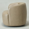 thumbnail image 5 of 34" Wide Swivel Faux Leather Armchair No Assembly Upholstered PU Leather Swivel Accent Chairs with Toss Pillow for Living Room Office Lounge (Khaki, Single), 5 of 15